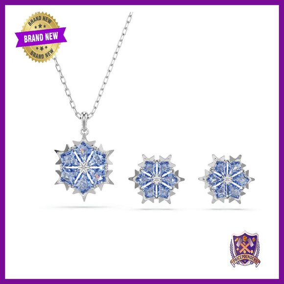 Crystal Jewelry Set with Necklace and Earrings Rhodium Finish